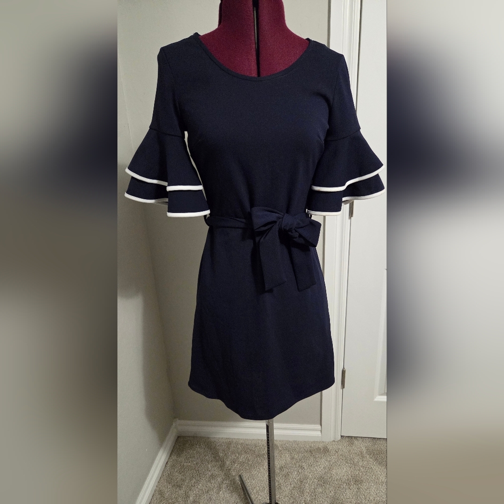 Paper Doll Blue Tiered Ruffle Sheath Dress